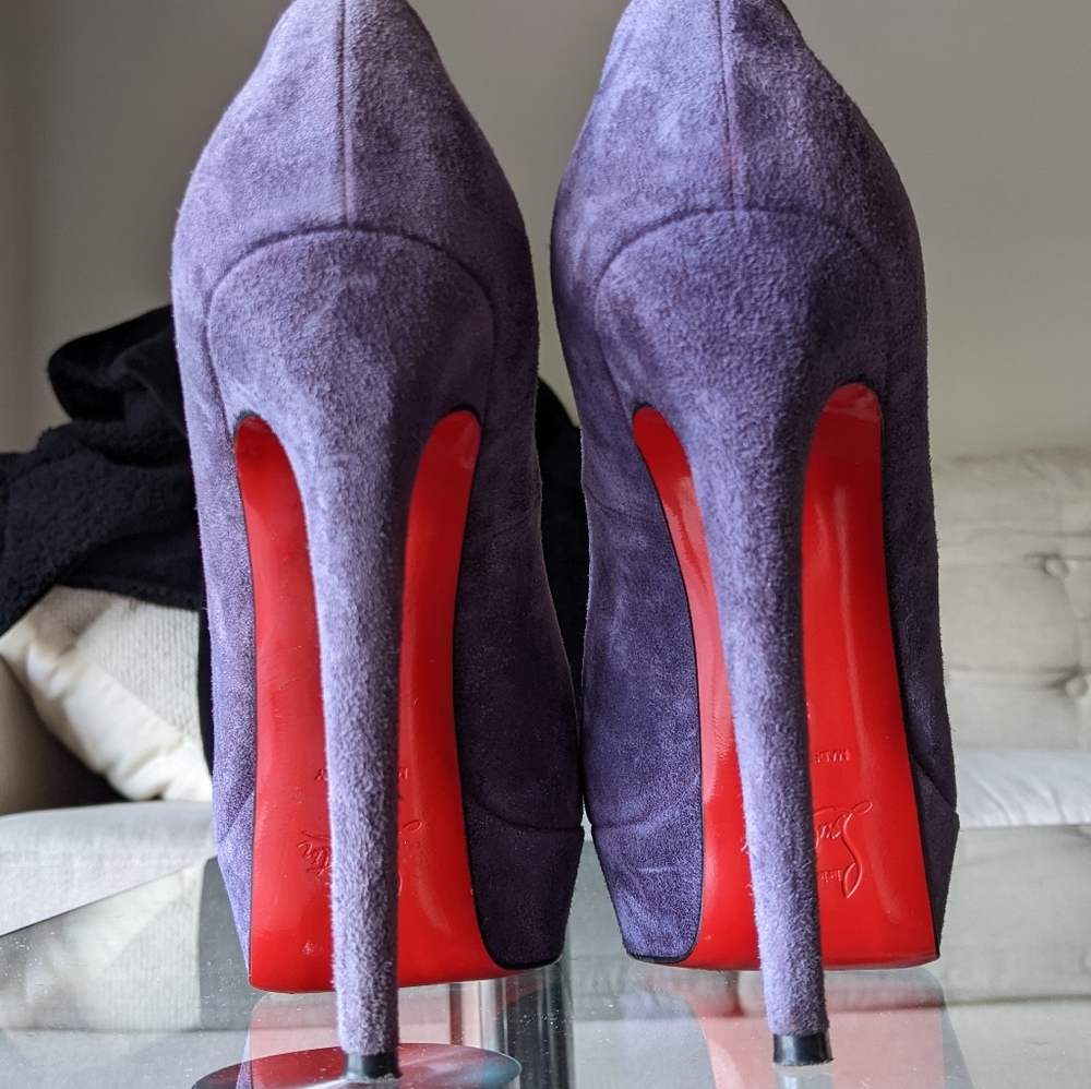 Christian Louboutin Bianca 140 Pumps - Purple Suede - 39 (8.5 US)
